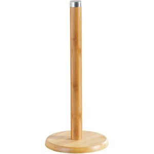 Bamboe houten keukenrolhouder rond 14 x 32 cm - Keukenpapier/keukenrol houders - Houders/standaards voor in de keuken