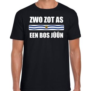 Zwo zot as een bos juun met vlag Zeeland t-shirt zwart heren - Zeeuws dialect cadeau shirt