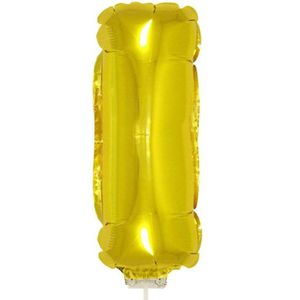 Gouden opblaas letter ballon I op stokje 41 cm