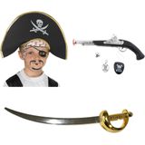 Funny Fashion Verkleed set Piraat - Piraten hoed/pistool/zwaard/ooglapje voor kinderen