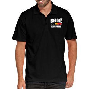 Belgie kampioen supporter poloshirt op borst zwart voor heren - EK/ WK poloshirt / outfit
