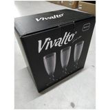 Vivalto - Luxe Champagneglazen Monaco serie set 6x antraciet voet 180 ml