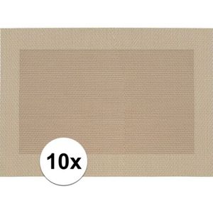 10x Placemats beige/bruin geweven/gevlochten met rand 45 x 30 cm - Bruine placemats/onderleggers tafeldecoratie - Tafel dekken