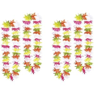 Bloemenslinger/Hawaii krans - 8x - gekleurd - 50 cm - plastic - Hawaii thema feestje