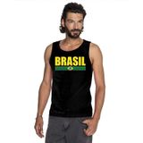 Zwart Brasil supporter mouwloos shirt heren - Brazilie singlet shirt/ tanktop