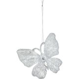 Christmas Decoration kersthangers vlinders 2x-transparant glitter 15cm