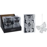 Christmas Decoration kersthangers vlinders 2x-transparant glitter 15cm