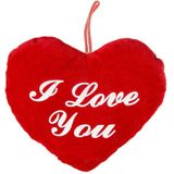 5x stuks pluche hartje rood met tekst I love you - Valentijnsdag/moederdag cadeaus en feest versieringen