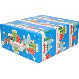 2x rollen kerst inpakpapier/cadeaupapier landschap 200 x 70 cm - Kerstpapier cadeaurollen