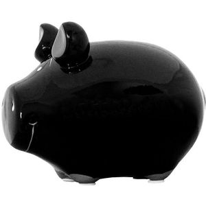 Dieren spaarpot zwart varken/big 12 x 9 x 9 cm - Varkens/biggen cadeau spaarpotten - Geld sparen - Leren omgaan met geld