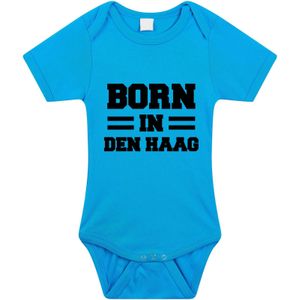 Born in Den Haag tekst baby rompertje blauw jongens - Kraamcadeau - Den Haag geboren cadeau