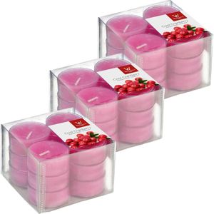 36x Geurtheelichtjes Cranberry/Roze 4 Branduren - Geurkaarsen Cranberrygeur/Veenbessengeur