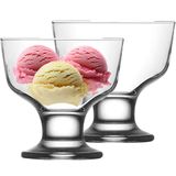 IJcoupes/ijs/dessert serveer schaaltjes - op voet - set 6x stuks - glas - 285 ml - 10 x 10 cm