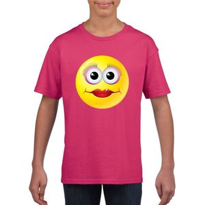 emoticon/ emoticon t-shirt diva roze kinderen