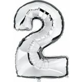25 jaar zilveren folie ballonnen 88 cm leeftijd/cijfer - Leeftijdsartikelen 25e verjaardag versiering - Heliumballonnen
