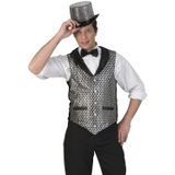 Zilver/zwart verkleed gilet voor heren - Carnaval verkleed accessoire voor volwassenen
