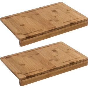 2x Stuks snijplank met stoprand 35 x 24 cm van bamboe hout - Broodplank