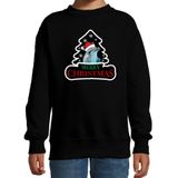 Dieren kersttrui dolfijn zwart kinderen - Foute dolfijnen kerstsweater jongen/ meisjes - Kerst outfit dieren liefhebber