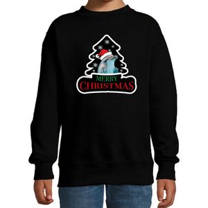 Dieren kersttrui dolfijn zwart kinderen - Foute dolfijnen kerstsweater jongen/ meisjes - Kerst outfit dieren liefhebber