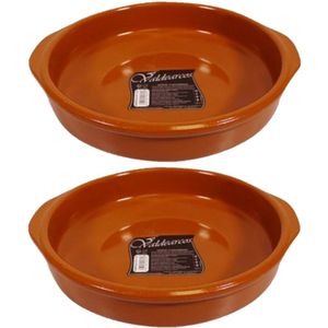 Set van 2x stuks tapas borden/schalen Alicante met handvatten 26 cm - Tapas serveerschalen/borden/ovenschalen