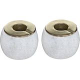 2x stuks terras asbakken/stormasbakken rond marmer/ijzer 12 x 10 cm wit - Buiten asbakken