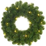 Set van 2x stuks groene verlichte kerstkransen/deurkransen met 30 LEDS 60 cm - Kransen met verlichting/kerstverlichting