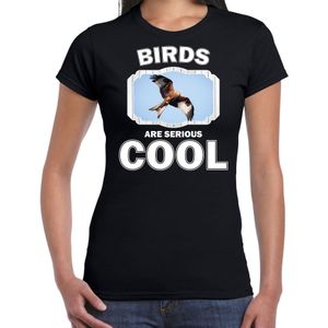 Dieren arenden t-shirt zwart dames - birds are serious cool shirt - cadeau t-shirt rode wouw roofvogel/ arenden liefhebber