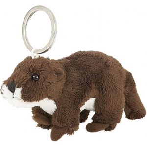 Pluche bruine otter sleutelhanger 10 cm - Knaagdieren sleutelhangers- Speelgoed voor kinderen