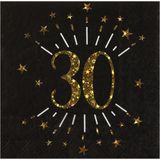 Verjaardag feest servetten leeftijd - 20x - 30 jaar - goud - 33 x 33 cm