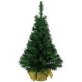 5x Kleine nep kerstboom in jute zak 75 cm - Kleine kunstbomen