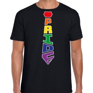 Bellatio Decorations Gay Pride shirt - pride stropdas - regenboog - heren - zwart