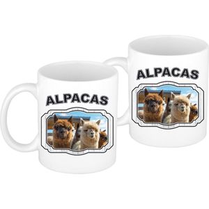 2x stuks dieren liefhebber alpaca mok 300 ml - kerramiek - cadeau beker / mok alpacas liefhebber