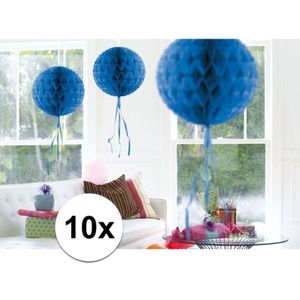 10x feestversiering decoratie bollen blauw 30 cm