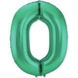 Folat folie ballonnen - Leeftijd cijfer 20 - glimmend groen - 86 cm - en 2x slingers