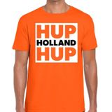Nederland supporter t-shirt Hup Holland Hup in vierkant oranje voor heren - landen kleding