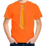 Bellatio Decorations Verkleed t-shirt kinderen - stropdas - oranje - jongen - carnaval/themafeest
