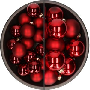 Othmar Decorations kerstballen - 46x st - rood - glas - mix 6 en 8 cm - mat/glans