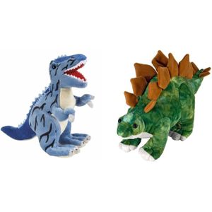 Setje van 2x Knuffel Dinosaurussen T-rex en Stegosaurus