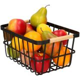 Fruitschaal/fruitmand zwart metaal 30 x 20 x 14 cm - Industriele fruitmanden