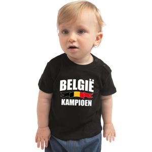 Belgie kampioen fan t-shirt zwart jongens en meisjes - kraamcadeau - babykleding - EK/ WK shirt / outfit