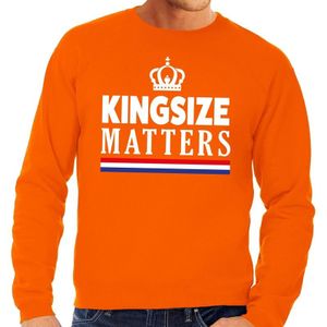 Oranje Kingsize matters sweater - Trui voor heren - Koningsdag kleding