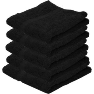 5x Luxe handdoeken zwart 50 x 90 cm 550 grams - Badkamer textiel badhanddoeken
