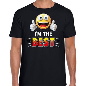 Funny emoticon t-shirt I am the best zwart voor heren -  Fun / cadeau shirt