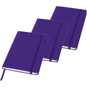 3x stuks paarse luxe schriften gelinieerd A5 formaat - School schriften - opschrijfboekjes - notitieboekjes - blocnotes.