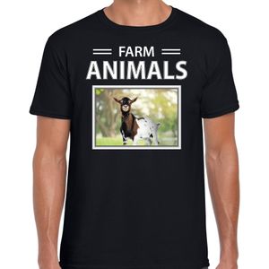 Dieren foto t-shirt Geit - zwart - heren - farm animals - cadeau shirt Geiten liefhebber