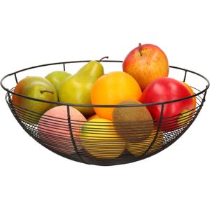 Fruitschaal/fruitmand rond zwart metaal 32 cm - Fruitschalen/fruitmanden - Draadmand van metaal