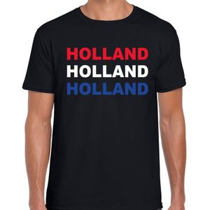 Holland landen t-shirt - zwart met Nederlandse kleuren - heren - Nederland shirt / kleding - EK / WK outfit