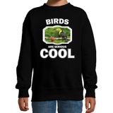 Dieren toekans sweater zwart kinderen - birds are serious cool trui jongens/ meisjes - cadeau toekan/ toekans liefhebber - kinderkleding / kleding
