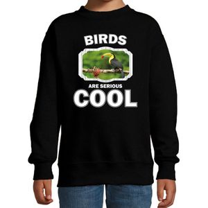 Dieren toekans sweater zwart kinderen - birds are serious cool trui jongens/ meisjes - cadeau toekan/ toekans liefhebber - kinderkleding / kleding