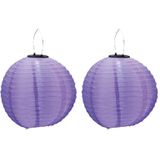 2x stuks Paarse solar party lampionnen op zonne energie 30 cm - Zomer tuin artikelen - Feestartikelen versiering